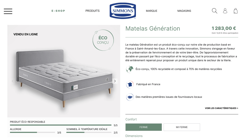 matelas simmons prix